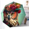 1pc Floral Owl Automatic Folding Umbrella Portable Collapsible Umbrella for All Seasons, 8-Rib Durable Construction, Perfect Gift 055