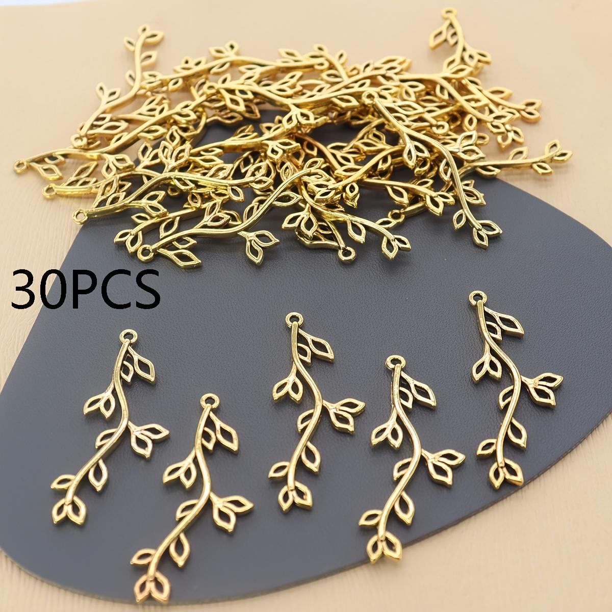 

30 pieces of alloy floral branch connectors for DIY jewelry making - complex leaf design charm, durable craft items, handmade ac 30pcs золотий