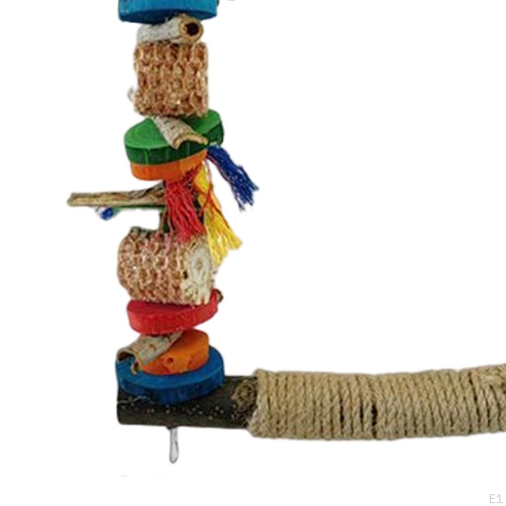 Bird Swing Stand, Colorful Parrot Swings, Cage Hanging Wooden Perch for Finch Cockatiel