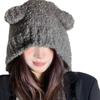 Cartoon Bear Ear Hat for Adult Women InsStyle Soft Ear Flap Beanie Cap Outdoor Sports Hooded Hat Breathable Bonnet Hat