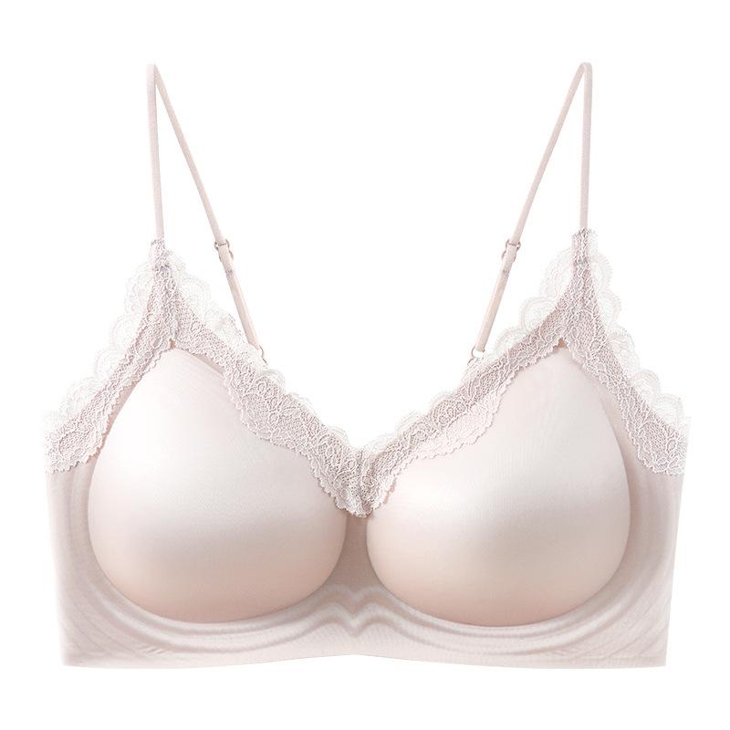 Traceless Underwear Women's Big Breasts Show Small Soft Support Pull Gather Anti-sagging Bra