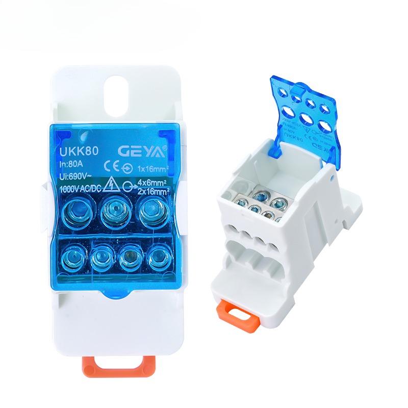 

UKK-80A Одноступінчатий розподільний блок Провідний з’єднувач Сильнострумовий побутовий у багаторозетковий клемний блок синій