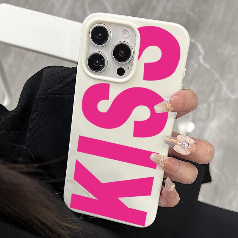 Personalized English Letters Kiss Phone Case For iPhone 17 16 Pro 15 14 Plus 13 12 11 Pro Max 16e 17 Air Shockproof Soft Cover