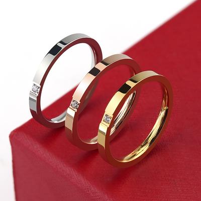 Runde Titanstahl Zirkonia Ringe Für Damen Minimalistischer Edelstahl Dünner Finger Kleiner Finger Ring Schmuck Zubehör