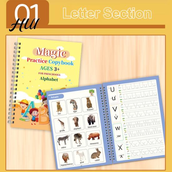 Handschrift-Übungsbuch-Set Rillenschrift-Übungsheft für Kinder von 3-5 Jahren Übungs-Kopiervorlage Spaßige Aktivitäten Junge Lerner