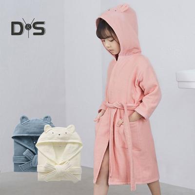 Kinder Bademantel mit Kapuze und Gürteltasche, dick, weich, schnell wasserabsorbierend, einfarbig, für Jungen und Mädchen, Kleinkinder, Bademantel, Schlafanzug, Nachtwäsche