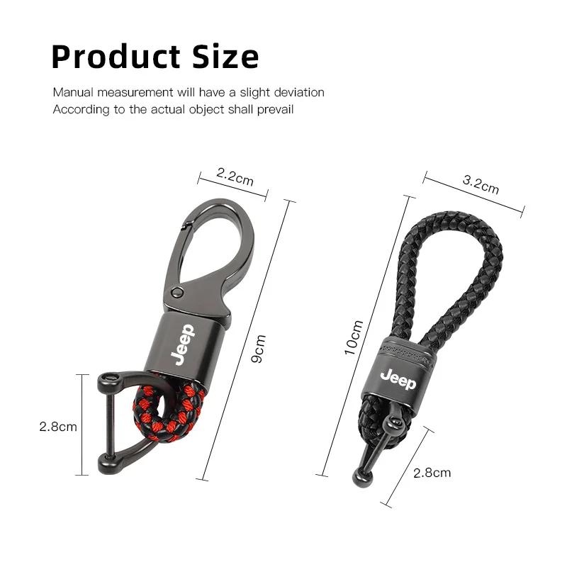 För Jeep Zinklegering Bilnyckelring Flätad Rep Nyckelring Nyckeltillbehör För Jeep Grand Cherokee Wrangler JK Gladiator Compass R