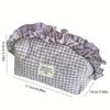 Makeup Bag, Lace Checkered Ins-Style Minimalist Niche High-Appearance, Portable Large-Capacity Cosmetic Pouch, for Women, Home & Travel Use