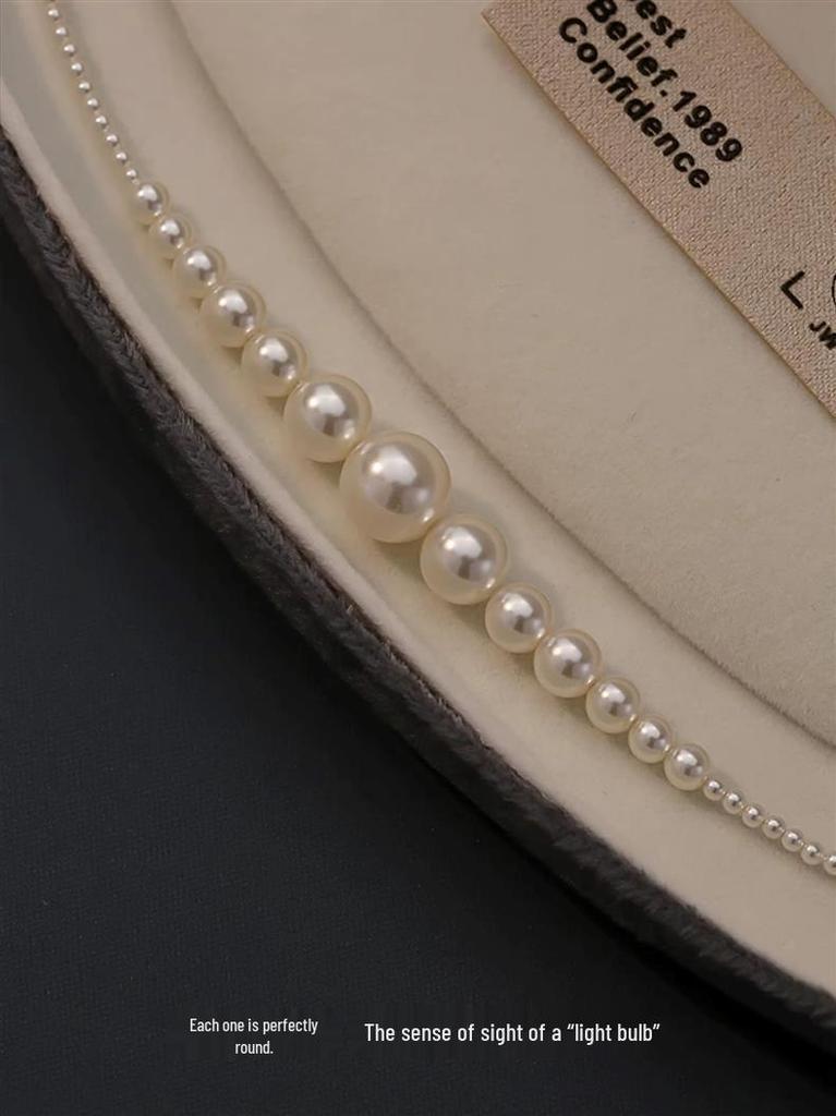 Pearl Gradient Clavicle Necklace - Women's Fashionable French Bead Jewelry