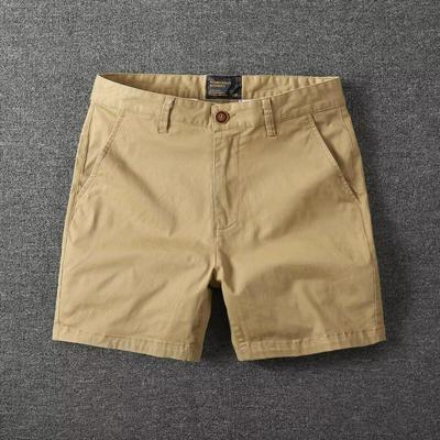 Shorts d'été décontractés slim droits pour hommes, couleur unie, beaux, légèrement élastiques, trois-quarts, pour la plage