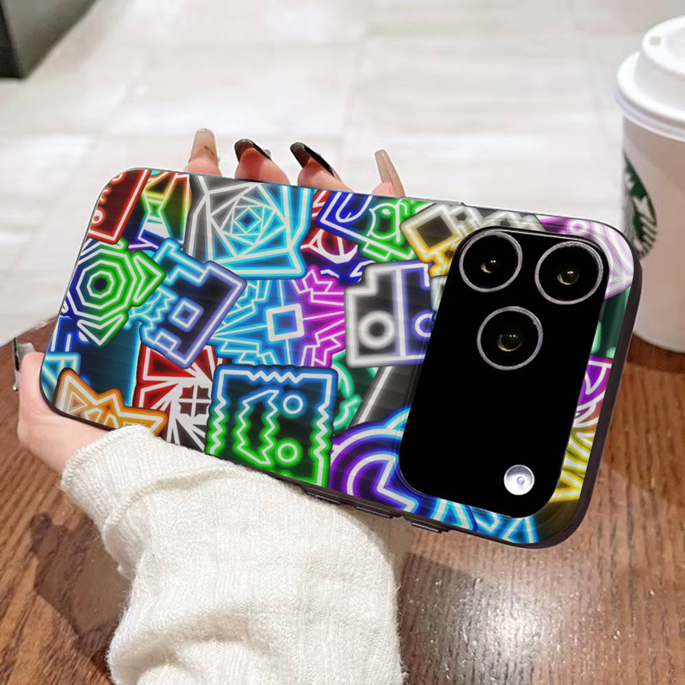 Game Geometry Dash For IPhone 16 15 11 12 13 14 17 Pro Max PLUS Pro Soft Corrugated Silicone Back Phone Case