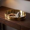 Versatile Elliptical Tray | Highly Reflective Finish, Shallow Central Cavity, Geometric Metal Tray,