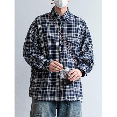2024 Plaid Langarm Hemd Japanischen Hong Kong Stil Ins Lose Hemd Jungen Sommer Trendy Vielseitig Casual Mantel