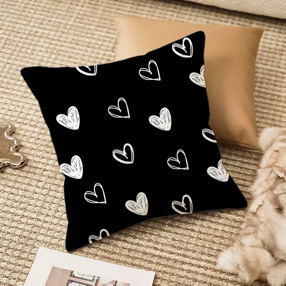 Fashion Love Heart Pillow Case Anti-dustmite Invisible zipper Sofa Bed