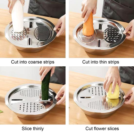 Stainless Steel Drain Basket 5 in Basin with Grater 1 Multifunctional Kitchen Drainage Chopping Strainer Basin for Vegetable