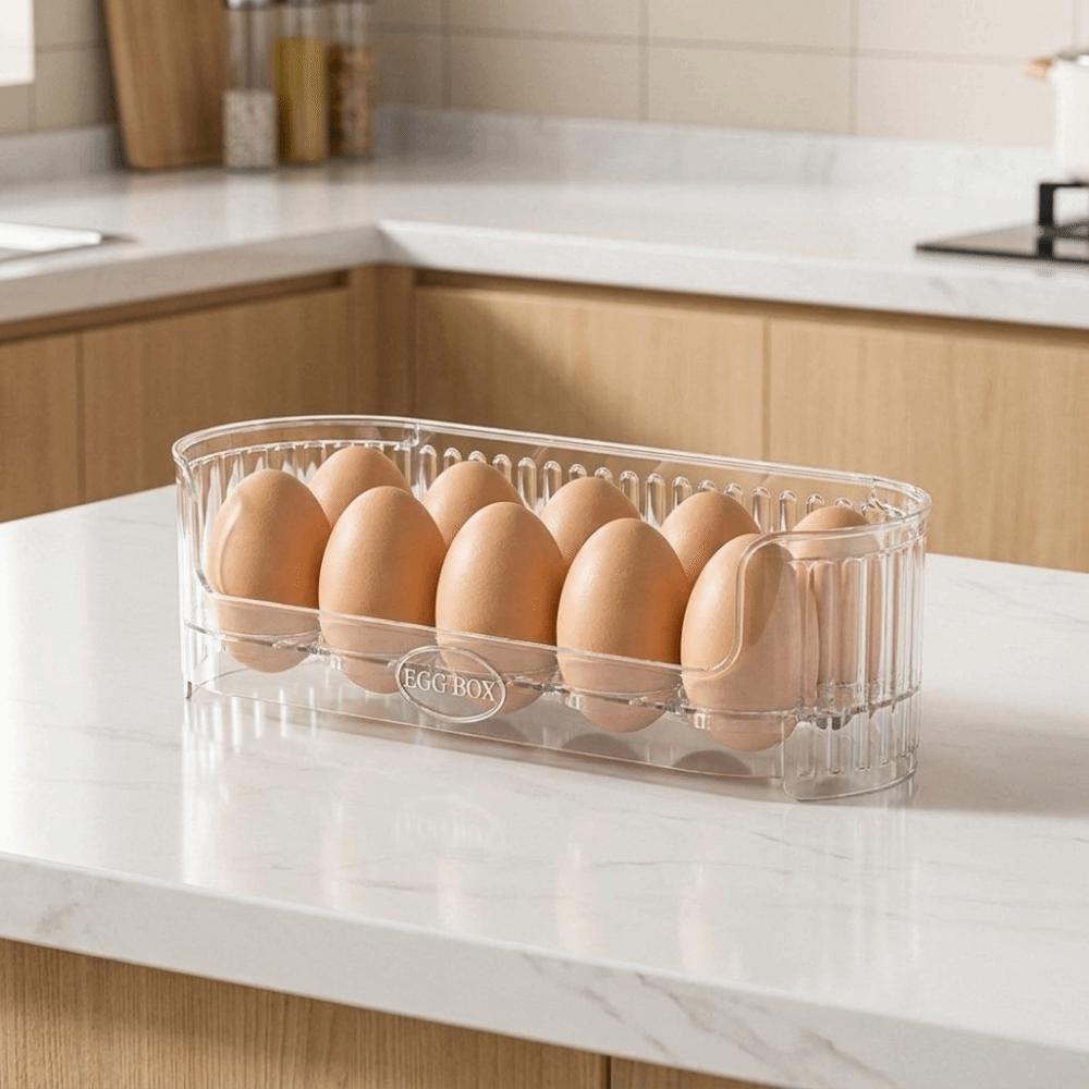 Large Capacity Fridge Egg Holder 10 Grids Egg Fresh-keeping Case Egg Organizer for Kitchen