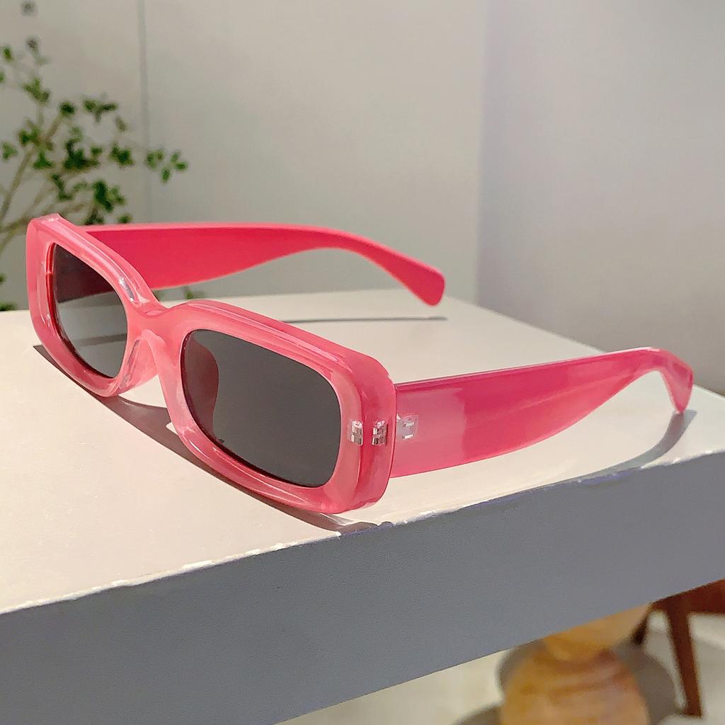 Retro Rectangle Pink Shades Fashion Brand Design Women Sunglasses Candy Color Beach Driving Sun Glasses for Ladies