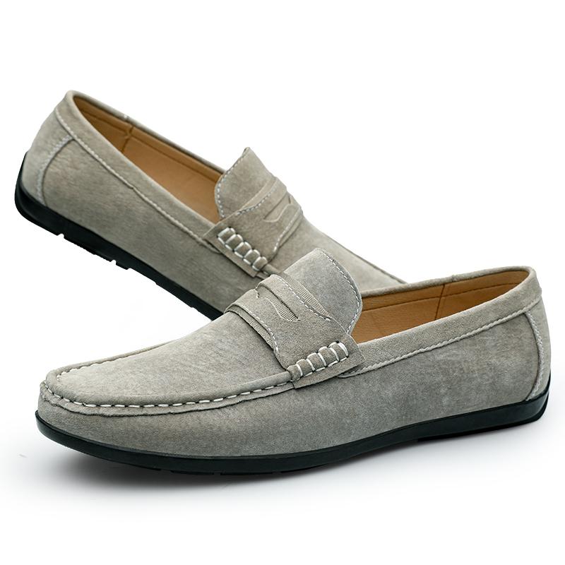 Sapatos Mocassins Clássicos de Camurça de Vaca para a Primavera, Lazer, Caminhada, Verão Masculino, Casuais de Couro, Masculinos, Respiráveis, para Dirigir, Mocassins Outdoor