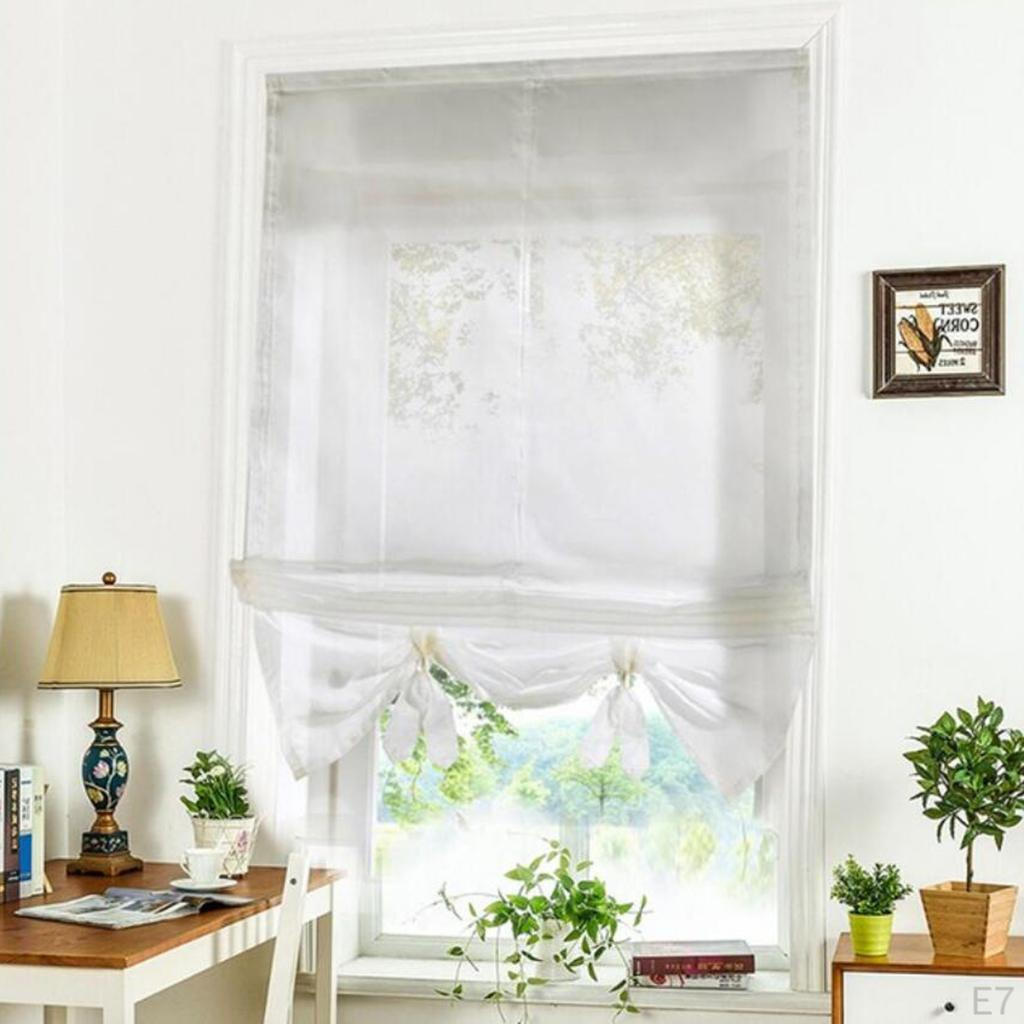 Elegant Curtains, Adjustable Tie-Up Shades, 1 Panel Windows