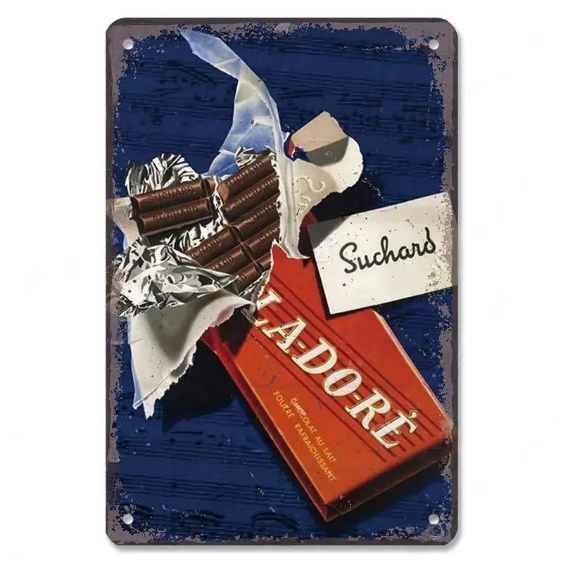 Vintage Candy Chocolate Metal Plates Cream Milk Chocolate Poster Metal Plaque Tin Sign For Kitchen Cafe Dining Room Wall Deco