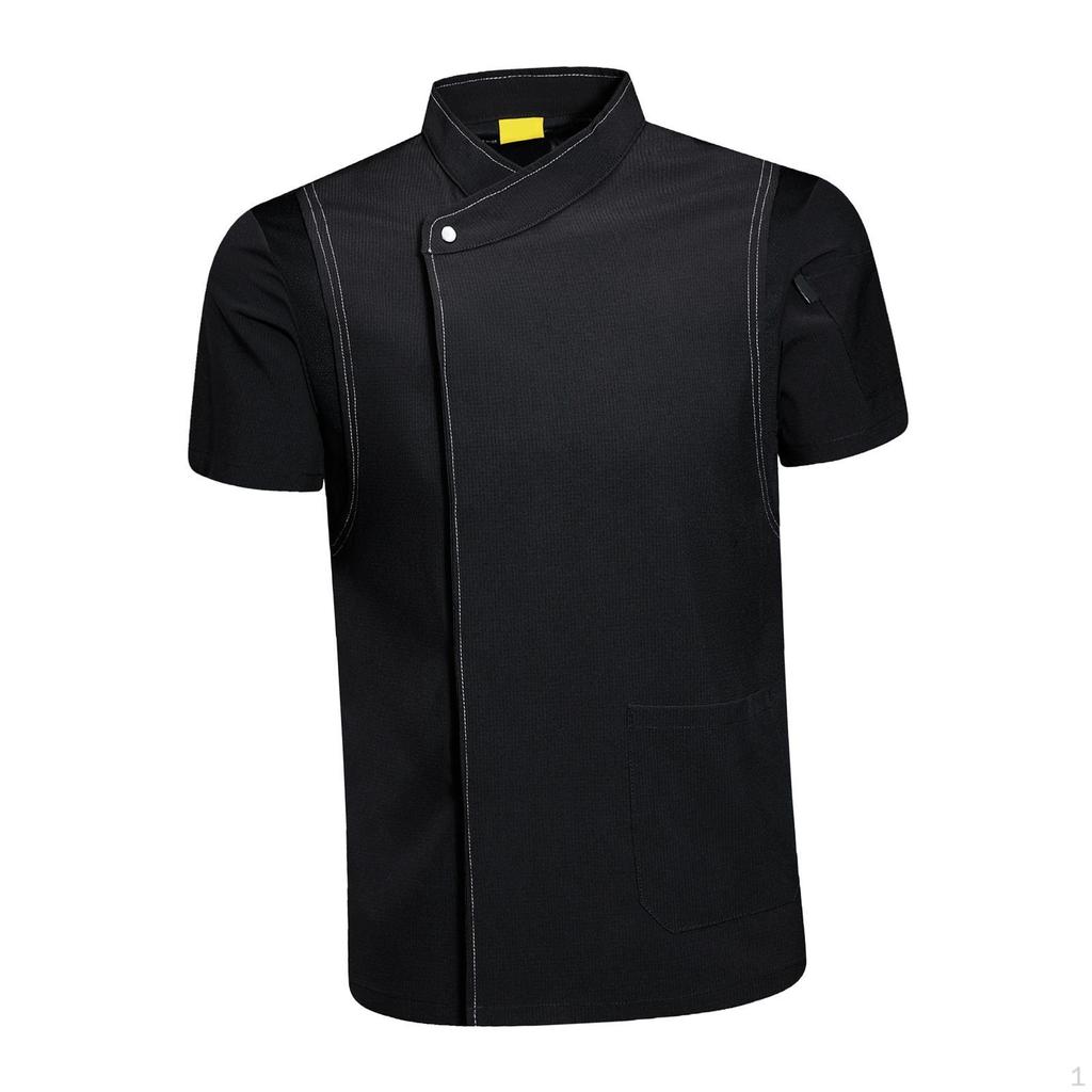 Chef Coat Jacket Short Sleeve Catering Shirt Breathable Workwear Cooking Clothes Apparel Uniform for