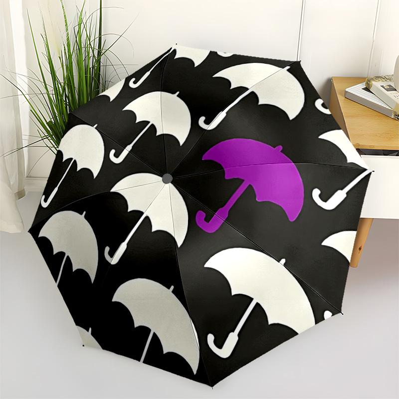 1pc Umbrella Pattern Automatic Folding Umbrella - Portable Collapsible Design, 8-Rib Iron Frame, Durable Fabric yy251125128