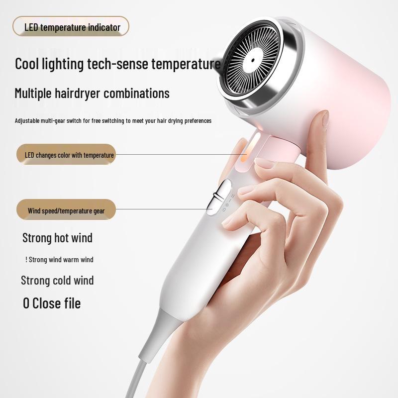 Compact High-Power Hair Dryer: Foldable, Portable, Quick-Dry with Temperature Control