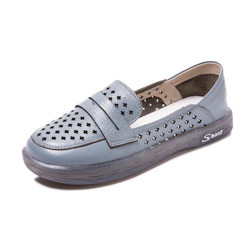 

2025 лето новые мягкие подошвы туфли для беременных мам ленивые рабочие сандалии лоферы женские кожаные повседневные туфли 40