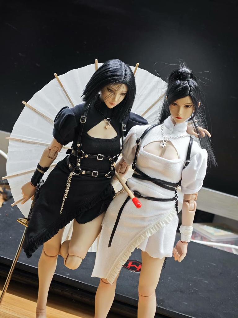 1/6 Sexy Clothing 1/6 Female Maid Outfit, Female Warrior Outfit, Ninja Outfit, Female Samurai Costume (Body, Head, Shoes Not Included) Black Dress Up