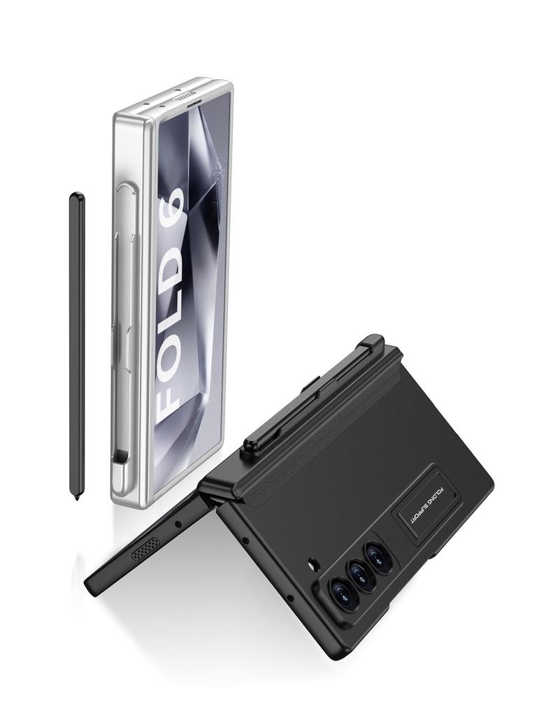 Samsung Fold6 Pen Slot Case: Cross-Border Folding, Magnetic Flip, Hinge Protection.