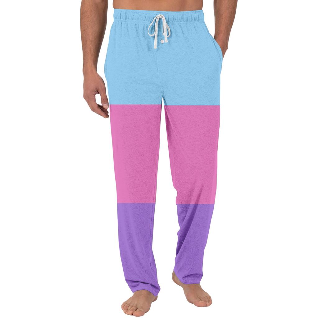 Herren Freizeit-Pyjamahose mit Taschen | Krawatte, Farbverlauf bedruckt, Leinwandbindung, lockere Passform elastischer Bund für Zuhause