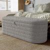Bench with Storage 120cm, Teddy Fleece Ottoman for Living Room, Bedroom, 120L X 40W X 40H Cm, Grey