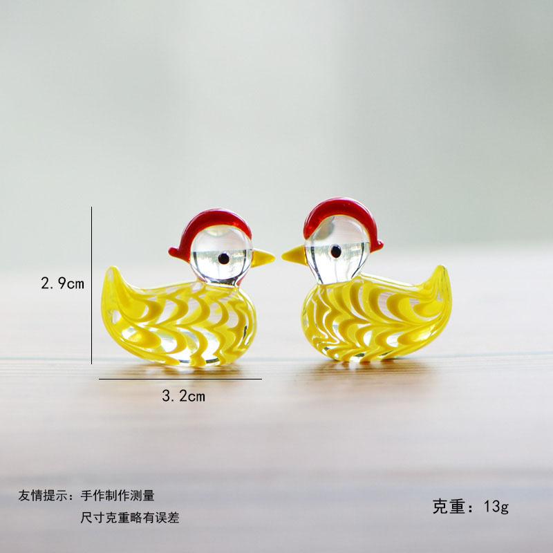 Mini Cute Glass Mandarin Duck Figurine Cartoon Animal Tiny Statue Craft Ornament Home Garden Micro Landscap Decor Accessories