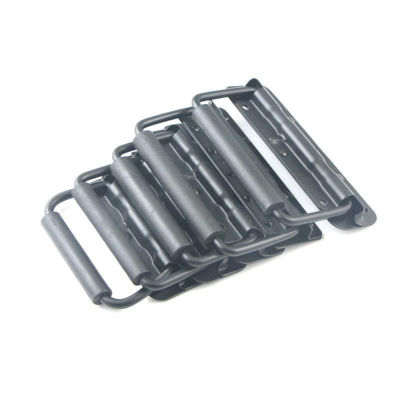 1pc Black Spring Folding Handle Luggage Movable Suitcase Iron Material Spring Handle Tool Box Container Drawer Movable Ring