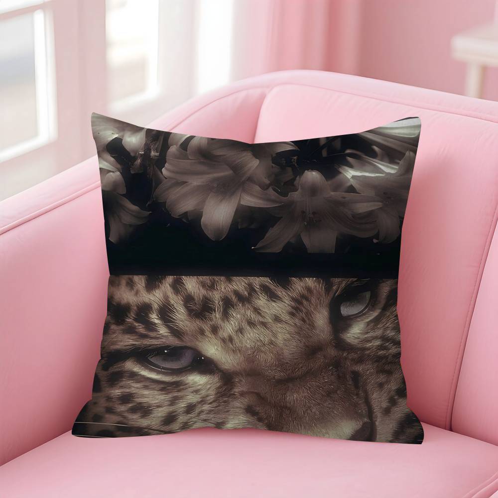Retro Leopard Cheetah Canvas Prints 4545cm Cushion Cover Pillow Cover Decor Pillowcase Home Pillowcase For Couch Pillow