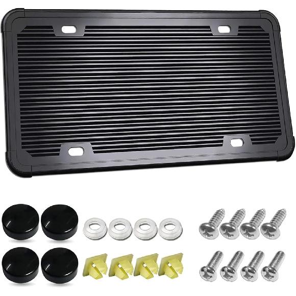 Car License Plate Frame Cover- Clear Bubble Novelty Plate Cover with Silicone Car Tag Holder for US Plate, Unbreakable Protector for Front or Back Black Silicone Plate Fram