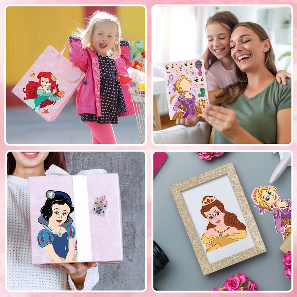 

8/16Sheets Disney Princess Puzzle Stickers Make-a-Face Children DIY Assemble Jigsaw Educational Toys Party Favors For Kids