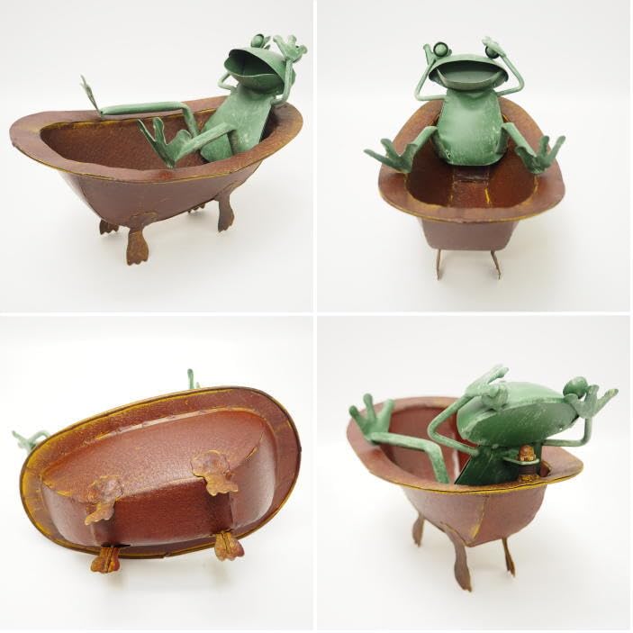 Murataya Sangyo Frog Bathtub Figurine, Approx. 23 x 22 x 15 cm, Green/Brown, 4902