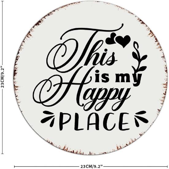 Autravelco Country Metal Tin Sign This Is My Happy Place Home Décor Aluminum Metal Sign for Garage Dining Room Restaurants Art Poster Gift for Room