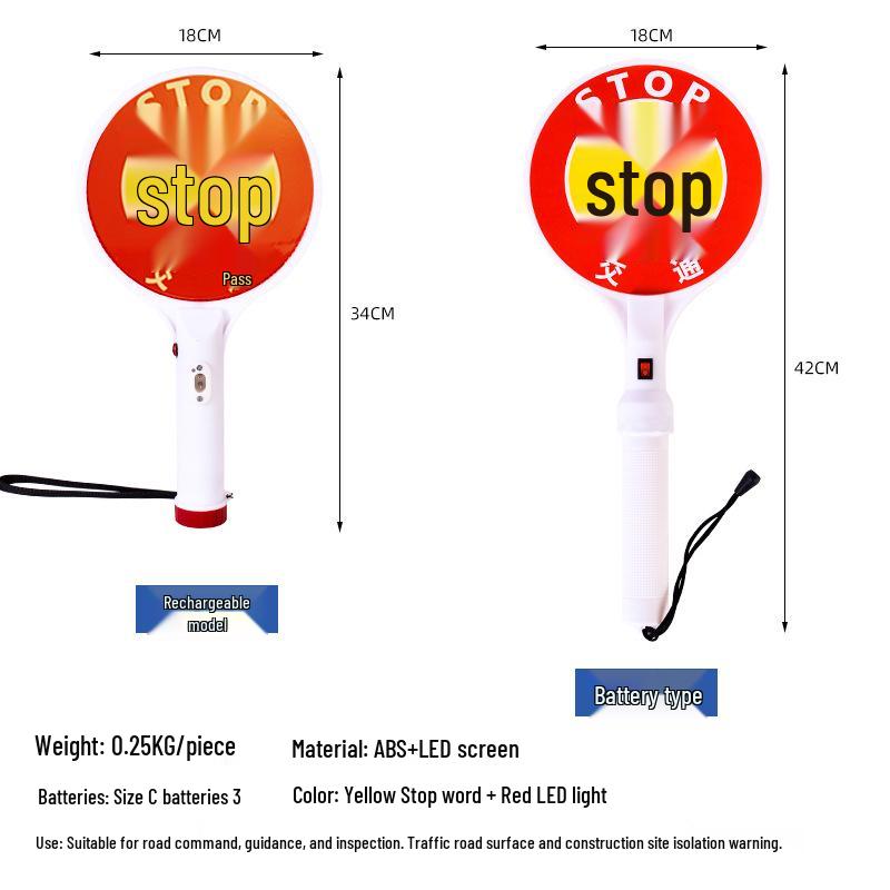 LED Traffic Baton Warning Stick, Handheld Flashing Glow Stick, Night Safety Sign