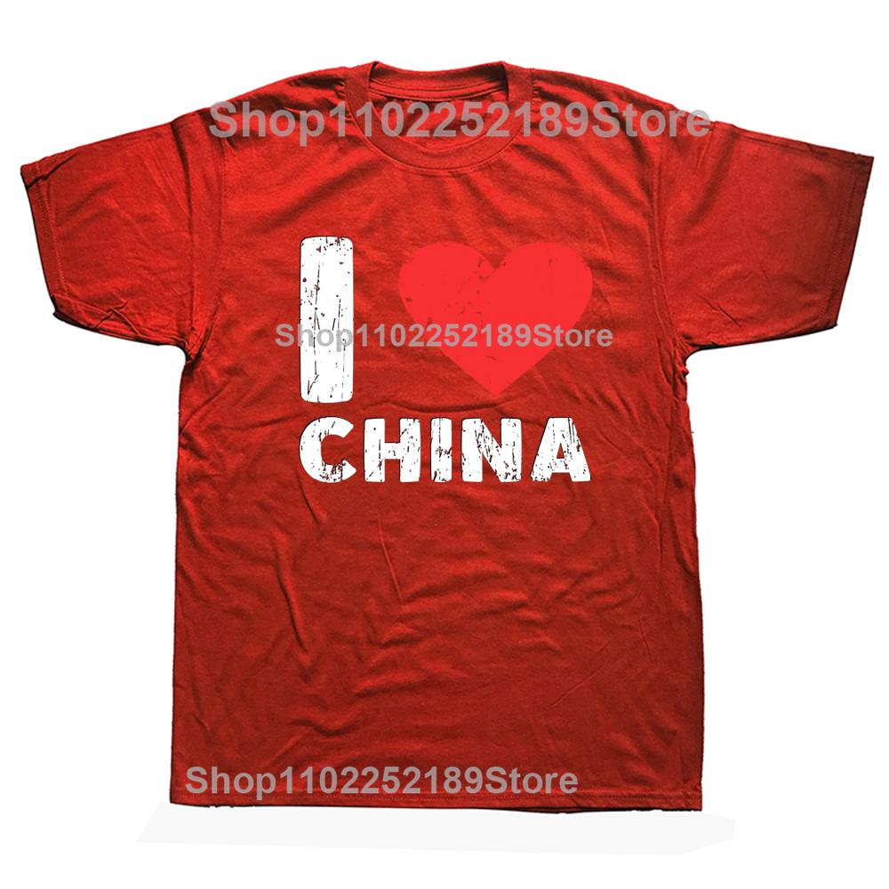 Смешные Я Люблю Китай Я Сердце Китай Семейное Путешествие Флаг Китая Футболки Футболка Мужская Модная Повседневная Оверсайз 100% Хлопок Футболка S