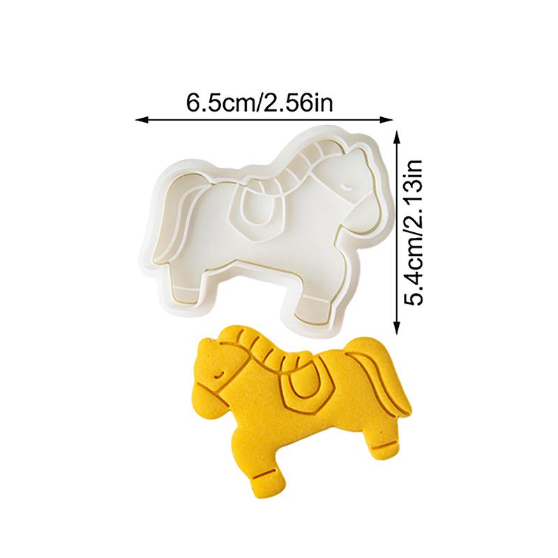 Cartoon Horse Shape Cookie Cutter Diy Biscuits Fondant Embossing Mold 2026 New Year Party Cake Decor Supplies Cookie Baking Tool