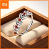 BF CLUB 925 Sterling Rings for Women Simple Geometric Handmade Irregular Retro Wheat Red Stone Ring Allergy For Birthday Gift