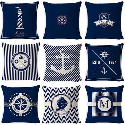 Home Decor Nautical Themed Decorative Throw Pillow Covers Pattern Cushion Cover Suitable for Sofa Bedroom Car Pillow Cover
