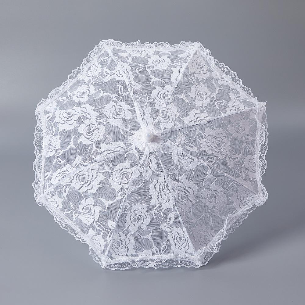 White Lace Rose Parasol for European Weddings, Photography, and Stage Performances