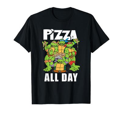 Teenage Mutant Ninja Turtles Pizza den ganzen Tag Vintage Rundhals-T-Shirt