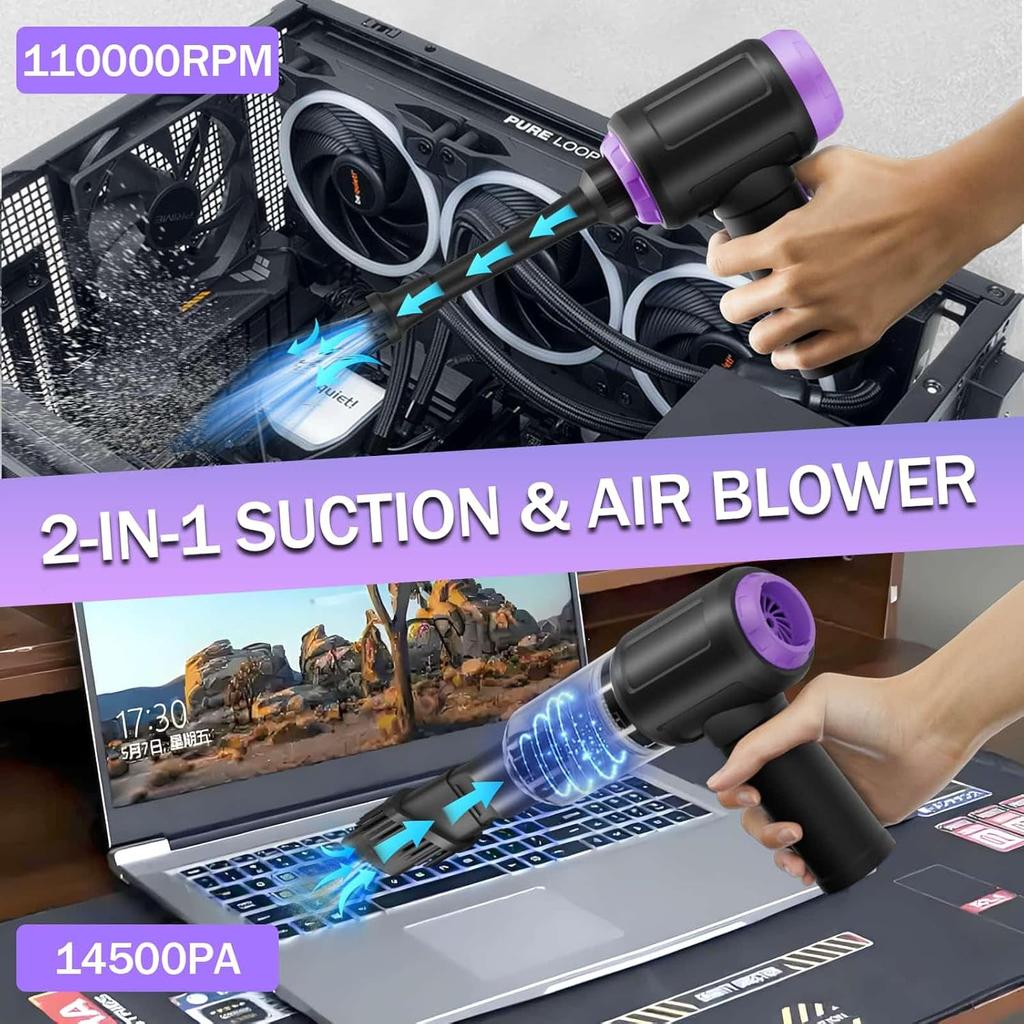 14500PA Computer Vacuum Cleaner Keyboard Cleaner Compressed Air Duster - Cordless Handheld Mini Vacuum For PC/Laptop Cleaning - Portable Air Duster