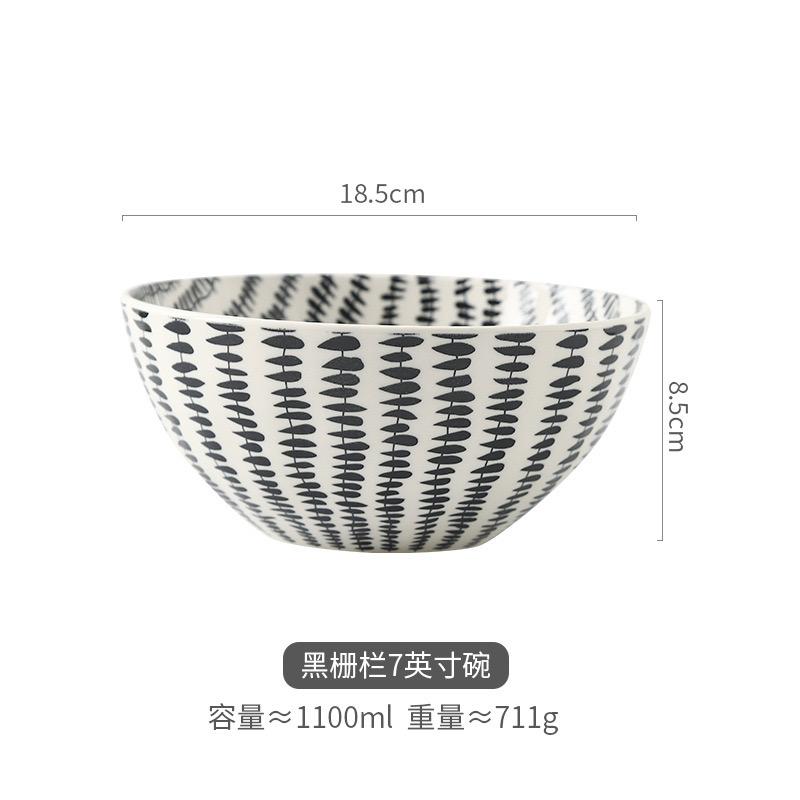 

Керамическая миска с геометрическими линиями, миска для лапши, бытовая салатница, микроволновая печь, креативная кухонная посуда