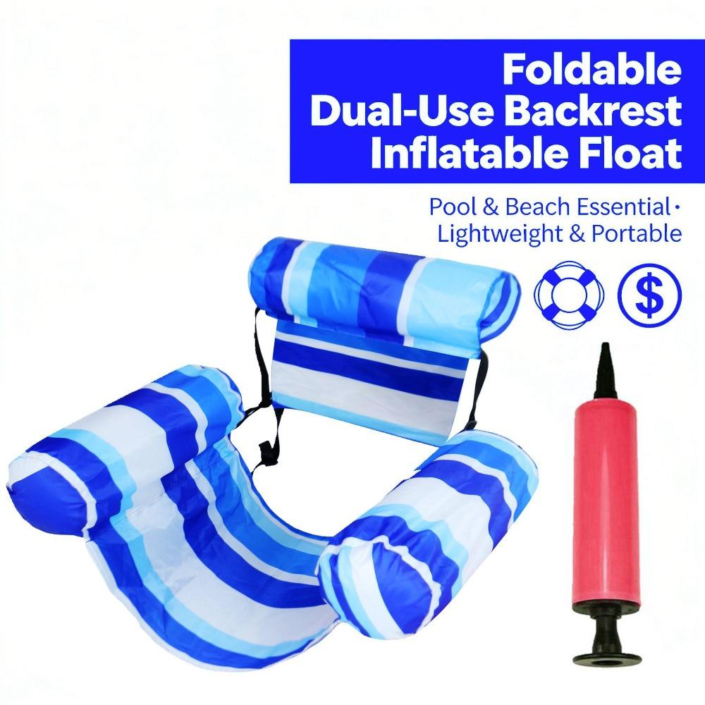 1Pc Heavy-Duty Inflatable Pool Chairs & Noodles – Blow-Up Lounge for Adults, Lake, Beach, Backyard Parties Floating Chair Set