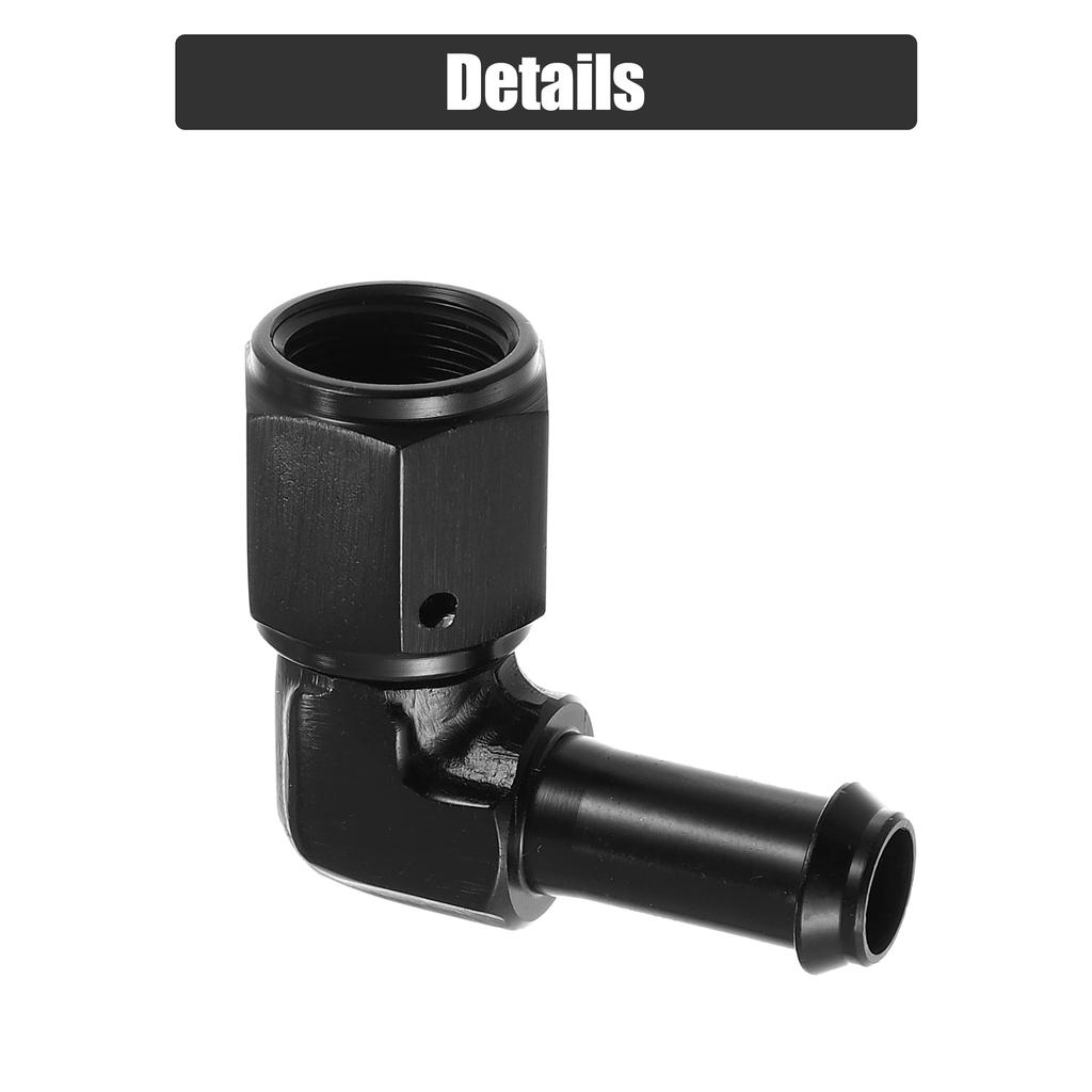 uxcell Car Fuel Hose Fitting Adapter 90° Female AN6-9.5mm Swivel Hose Barb Fitting Aluminum Alloy Black
